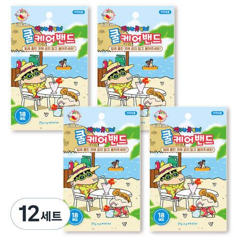 짱구는못말려 플라잉 웨일즈 쿨케어 밴드 블루 랜덤발송 18매 세트, 18개입, 4개