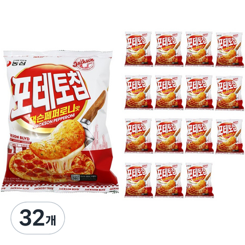 농심 포테토칩 잭슨페퍼로니맛, 32개, 50g