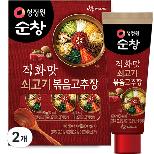 청정원 순창 직화맛 쇠고기 볶음고추장 3p, 180g, 2개