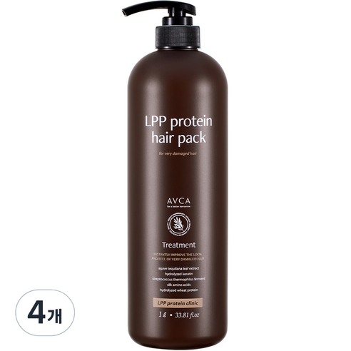 아브카 극손상 케어 LPP 단백질 헤어팩 저자극 트리트먼트, 4개, 1000ml