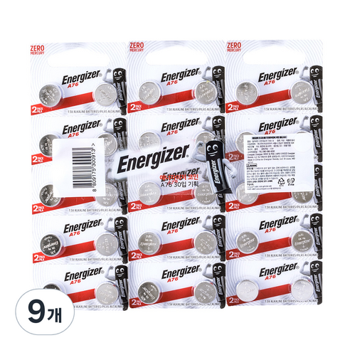 에너자이저 스페셜티 미니어처 코인건전지 A76, 10개입, 9개