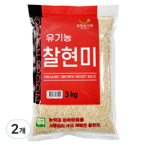 초록숟가락 유기농 찰현미, 2개, 3kg