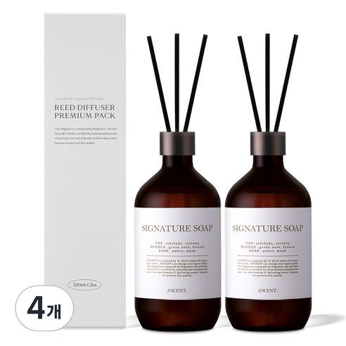 에이센트 네이처 디퓨저, 시그니처솝, 500ml, 4개