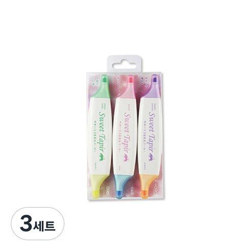EPOCH 스위트 테이퍼 트윈 파스텔톤 형광펜 3종 세트 534-0480, 그린 + 옐로우, 핑크 + 블루, 퍼플 + 오렌지, 3세트