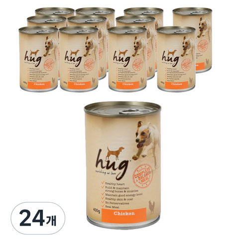 스내피톰 생후 3개월 이후 강아지 허그 파테 주식캔 12p, 치킨, 400g, 24개