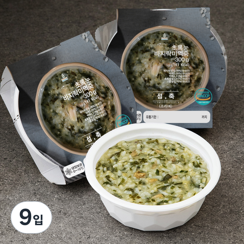 섬죽 초록눈 바지락미역죽, 300g, 9입