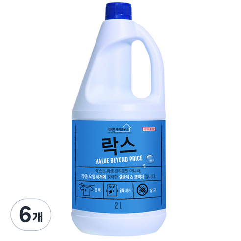 바른세제연구소 락스, 2L, 6개