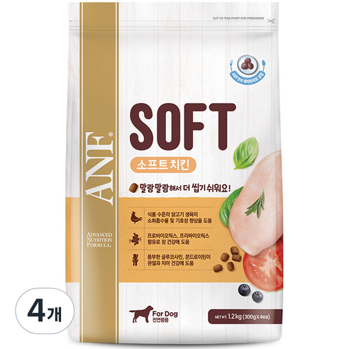 ANF 전연령용 독 소프트사료, 닭, 1.2kg, 4개