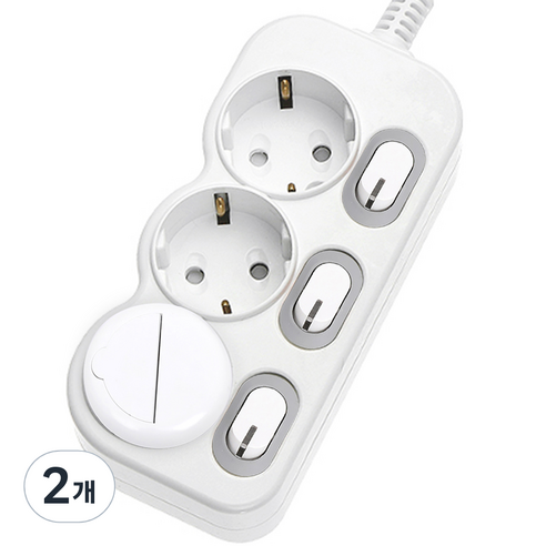 에코파워탭 LED 스위치 개별 절전형 멀티탭 3구 EPM-L203, 2m, 2개