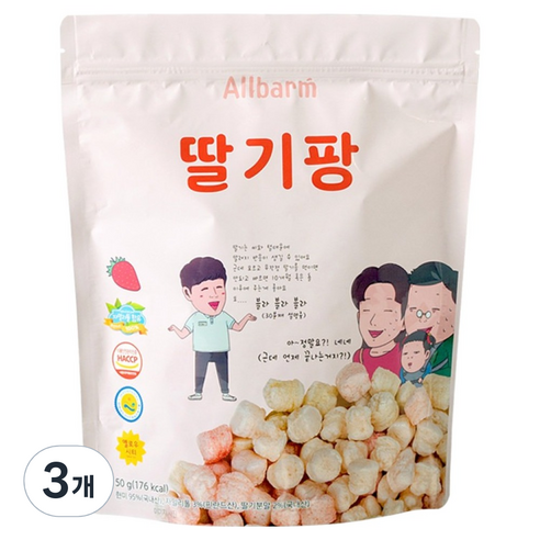 올바름 딸기팡 간식, 50g, 3개