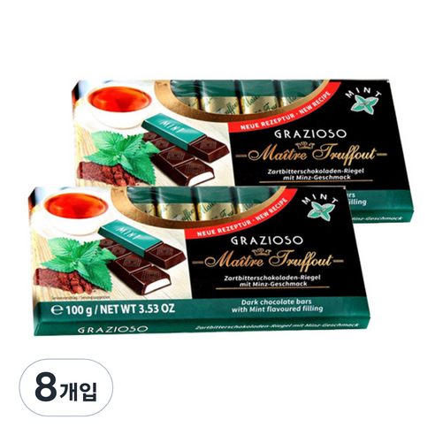 그라찌오소 민트 초콜릿, 100g, 8개