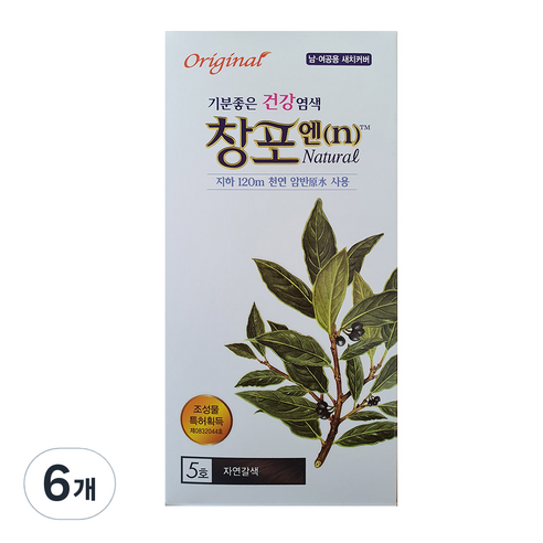 중외제약 창포엔 염색제, 5호 자연갈색, 6개