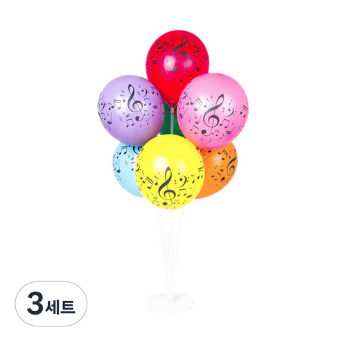 파티쇼 풍선꽂이장식세트70cm 인쇄, 뮤직파티혼합, 3세트