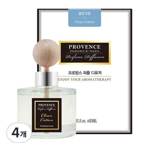 더허브샵 프로방스 퍼퓸 차량용 디퓨저, 클린코튼향, 120ml, 4개