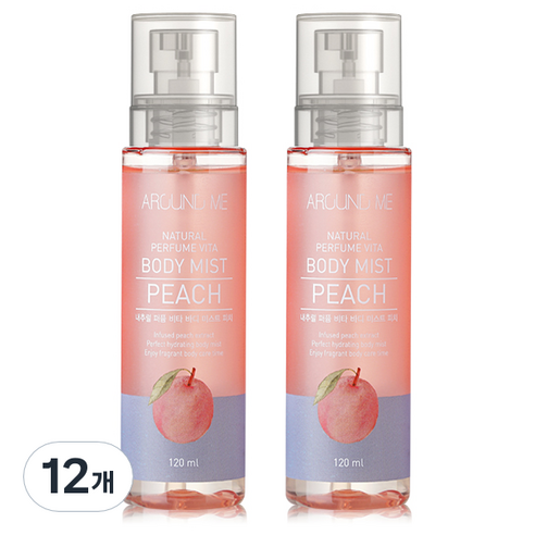 어라운드미 내추럴 비타 퍼퓸 바디미스트 피치, 120ml, 12개