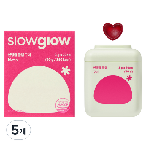슬로우글로우 인탱글 글램 구미 3g, 30정, 5개