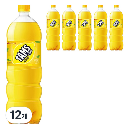 롯데칠성음료 탐스 제로 레몬향 음료, 12개, 1.5L