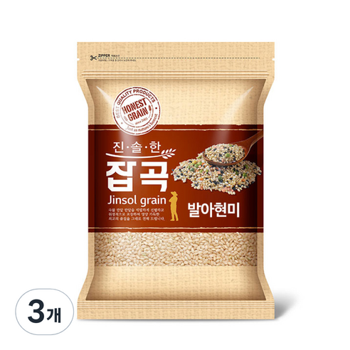 진솔그레인 국산 발아현미, 1kg, 3개