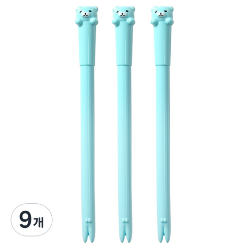 큐티베어 젤펜 0.5mm, 블루, 9개