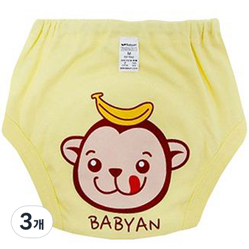 베이비앙 배변훈련팬티, 원숭이엘로우, 3개