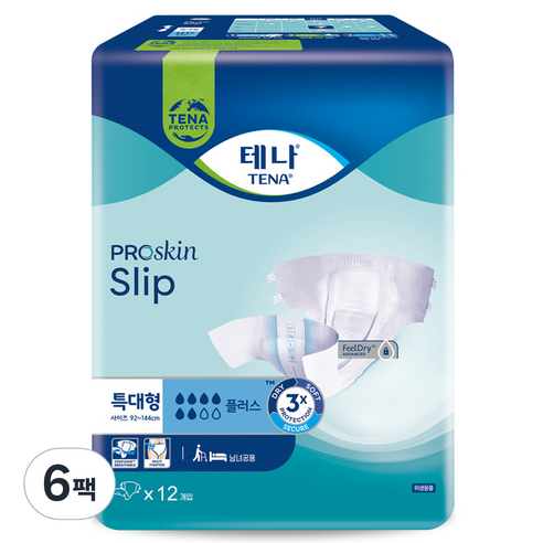 테나 플러스 성인기저귀 남녀공용 특대형, 12개입, 6개