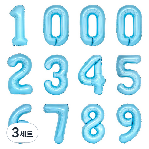 파티아일랜드 숫자 호일 풍선 12p 세트 80cm, 블루, 3세트