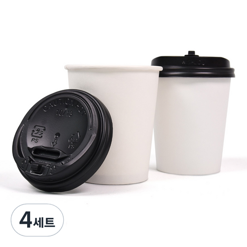 종이컵 300ml + 블랙 개폐 리드, 100개, 4세트