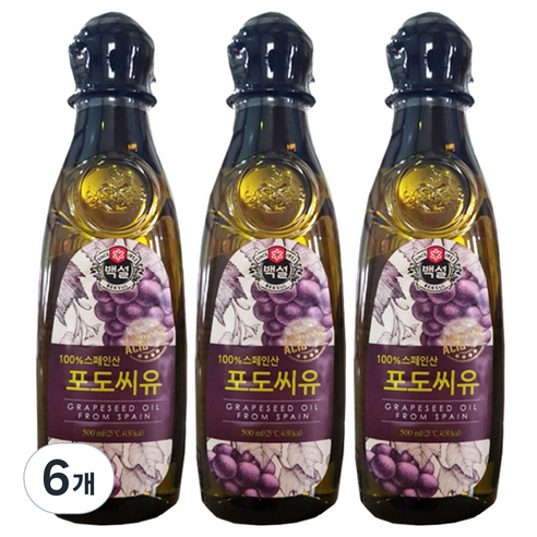 백설 포도씨유, 500ml, 6개