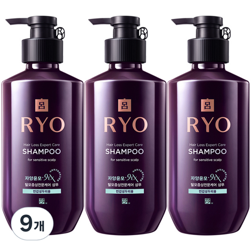 려 자양윤모 9ex 탈모전문케어 민감성 샴푸, 9개, 400ml