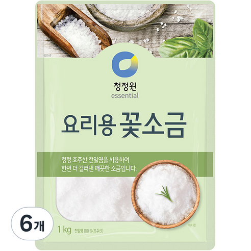 청정원 요리용 꽃소금, 1kg, 6개