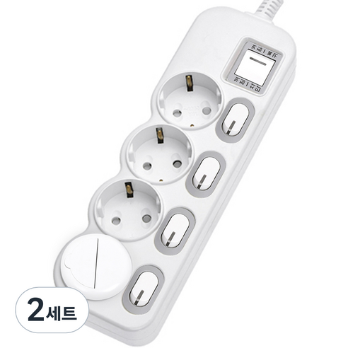 에코파워탭 LED 개별 과부하차단 멀티탭 전선형 4구 EPM-L304SS + 안전커버 세트, 1.2m, 랜덤발송, 2세트