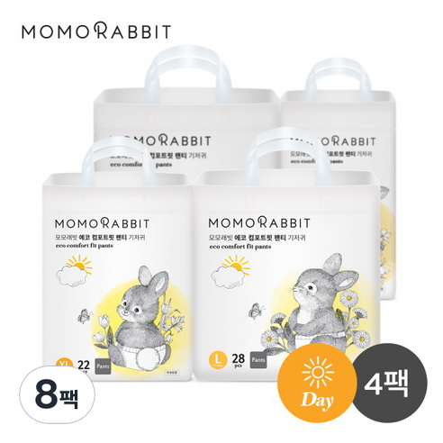 모모래빗 에코컴포트핏 팬티기저귀 유아용 대형 L(9~14kg), 224매