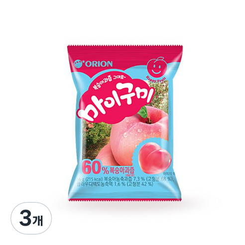 마이구미 복숭아 젤리, 66g, 3개