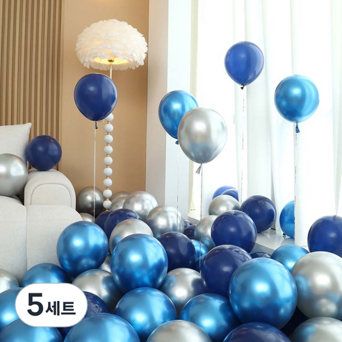 피앤비유니티 풍선 50p 세트 블루, 08 블루앤실버 3색혼합, 5세트