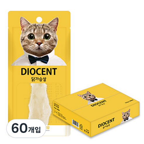 디오센트 고양이 간식 통살 닭, 닭가슴살, 22g, 60개