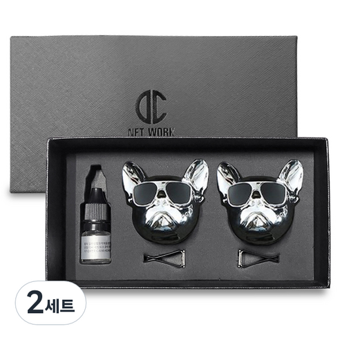 디씨네트워크 차량용 불독 방향제 유광실버 2개 오일향, 2세트, No 5