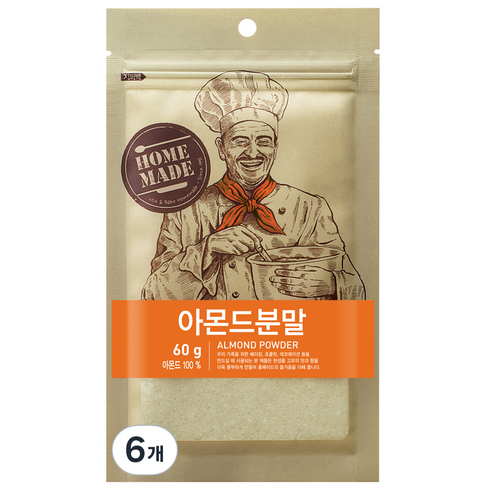 [큐원] 홈메이드 아몬드 분말, 60g, 6개