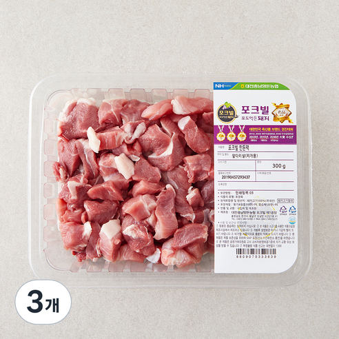 포크빌 농협 한돈팩 앞다리살 찌개용 (냉장), 300g, 3개
