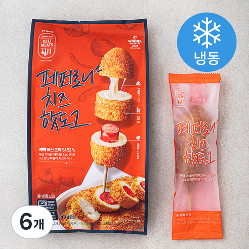 존쿡델리미트 페퍼로니 치즈 핫도그 (냉동), 80g, 4개입, 6개