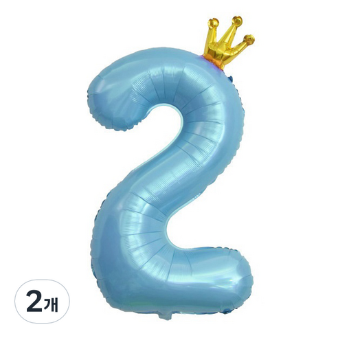 이자벨홈 생일파티 왕관 숫자 풍선 2 초대형, 블루, 2개