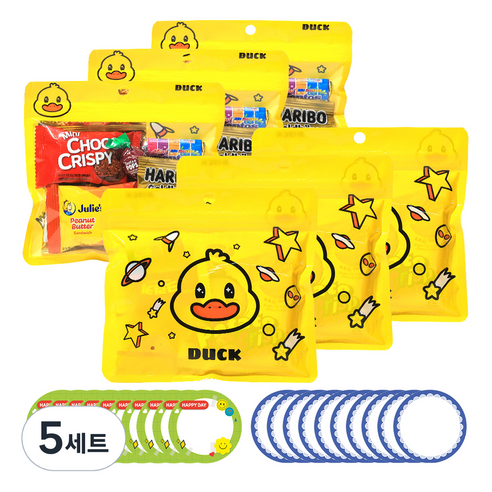 한봄 과자 답례품 어린이집 유치원 간식 선물, 간식 7종 6p + 라벨스티커 20p, 5세트