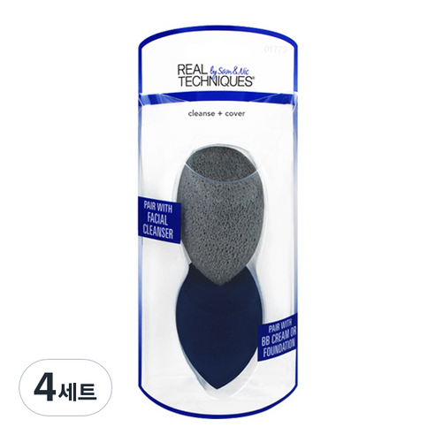 리얼테크닉 FOR MEN 스펀지 클렌징 + 미라클 커버, 혼합 색상, 4세트