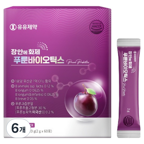 유유제약 장안에 화제 푸룬 바이오틱스 60p, 120g, 6개
