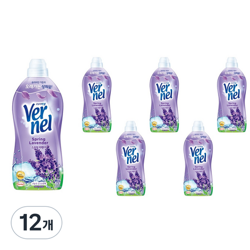 버넬 고농축 섬유유연제 스프링 라벤더 본품, 1.8L, 12개