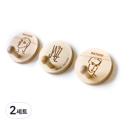레몬아트 우드 앤 레이저각인 감성 플러스 걸이개 자석형 3종 세트, 마킹A, 2세트