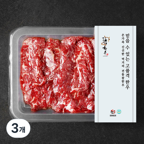 전통참한우 1+등급 샤브샤브용 (냉장), 300g, 3개