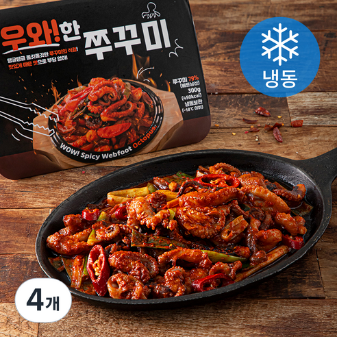 우와한 쭈꾸미 매운맛 (냉동), 300g, 4개