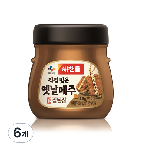 해찬들 100% 옛날 메주 집된장, 450g, 6개