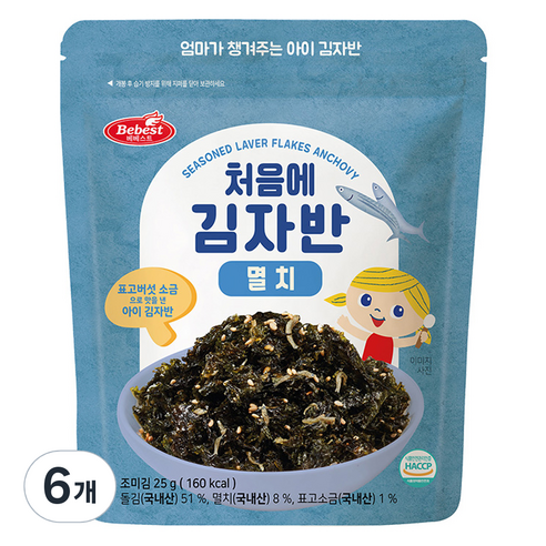 베베스트 유아용 처음에 김자반, 멸치, 25g, 6개