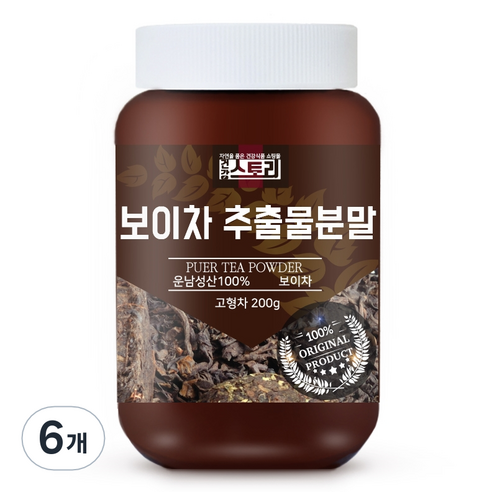 건강스토리 보이차 추출물 분말, 200g, 6개